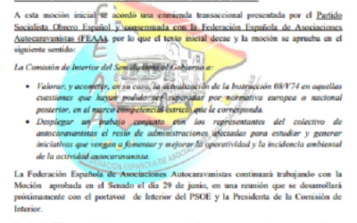 Aprobada moción en el Senado para la regulación del autocaravanismo en España.